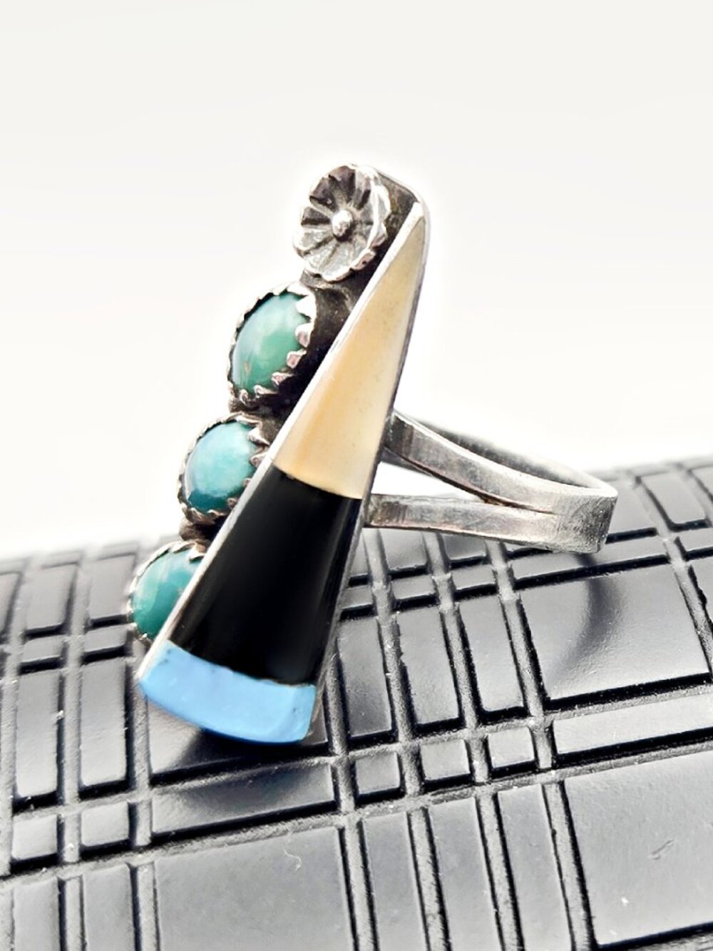 Vintage Sterling Turquoise Ring Size 6.5 Southwestern Statement Ring